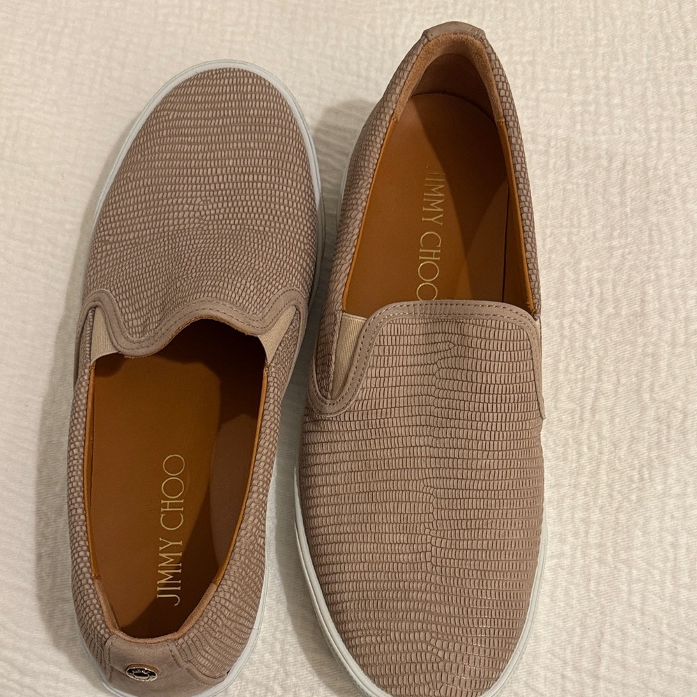 Jimmy Choo Women's Tan Textured Flats